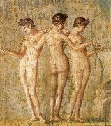 unknow artist Three Graces,from Pompeii France oil painting artist